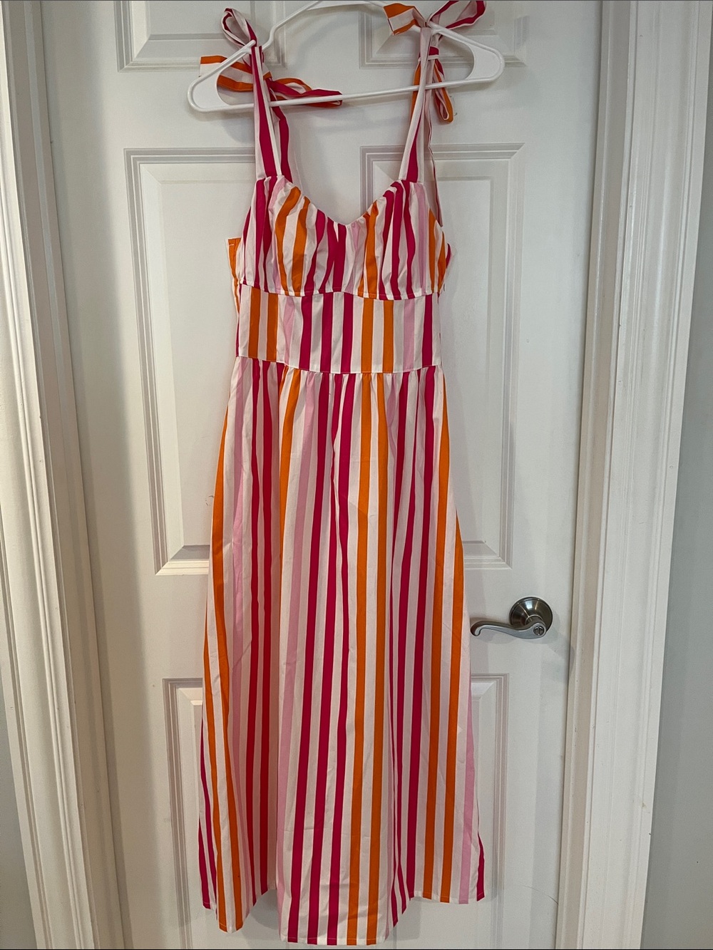 H&M Pink, Orange & White Striped Tie-Shoulder One-Piece Dress